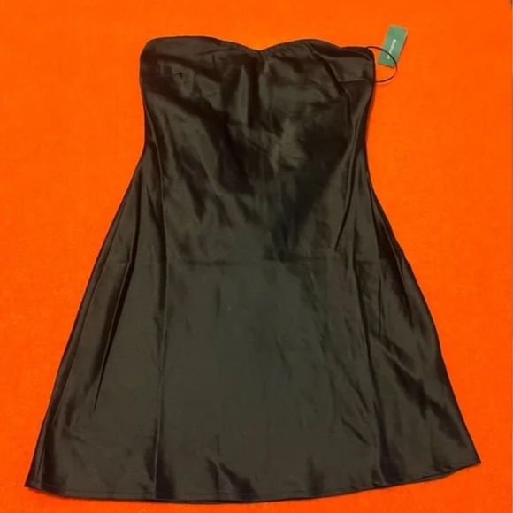 Blue Blush black draped back strapless satin bustier mini dress NWT - Picture 3 of 10